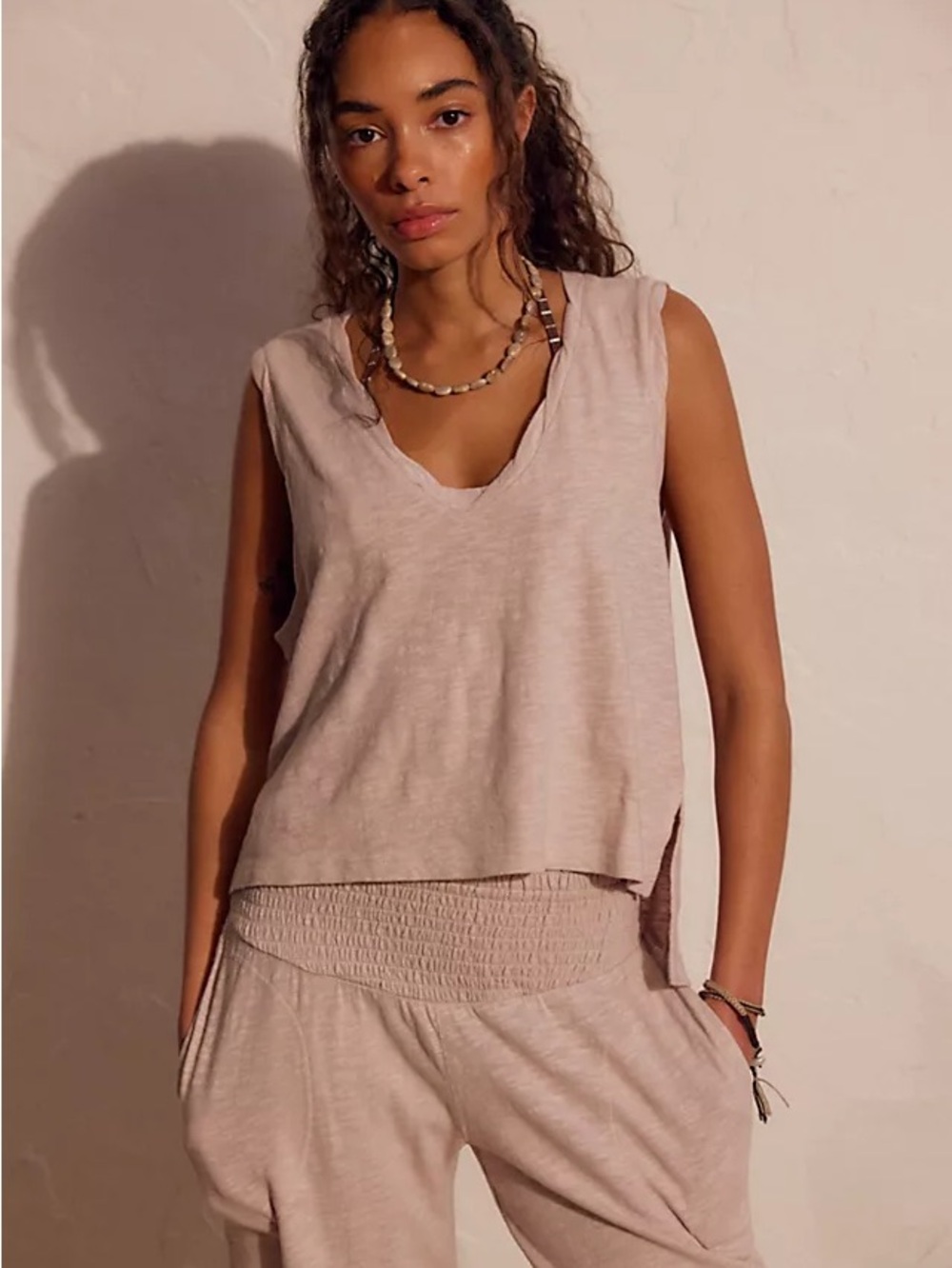 Nwot FP Beach Sleeveless V-Neck Tank Top in black